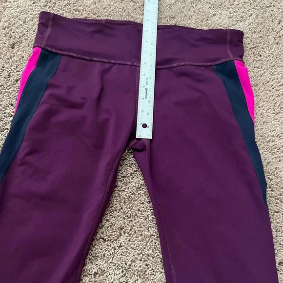 Gap fit GapFit color block Capri leggings large plum purple peach pink - Picture 10 of 14
